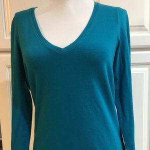 Old Navy-Long Sleeve V-Neck Turquoise Shirt